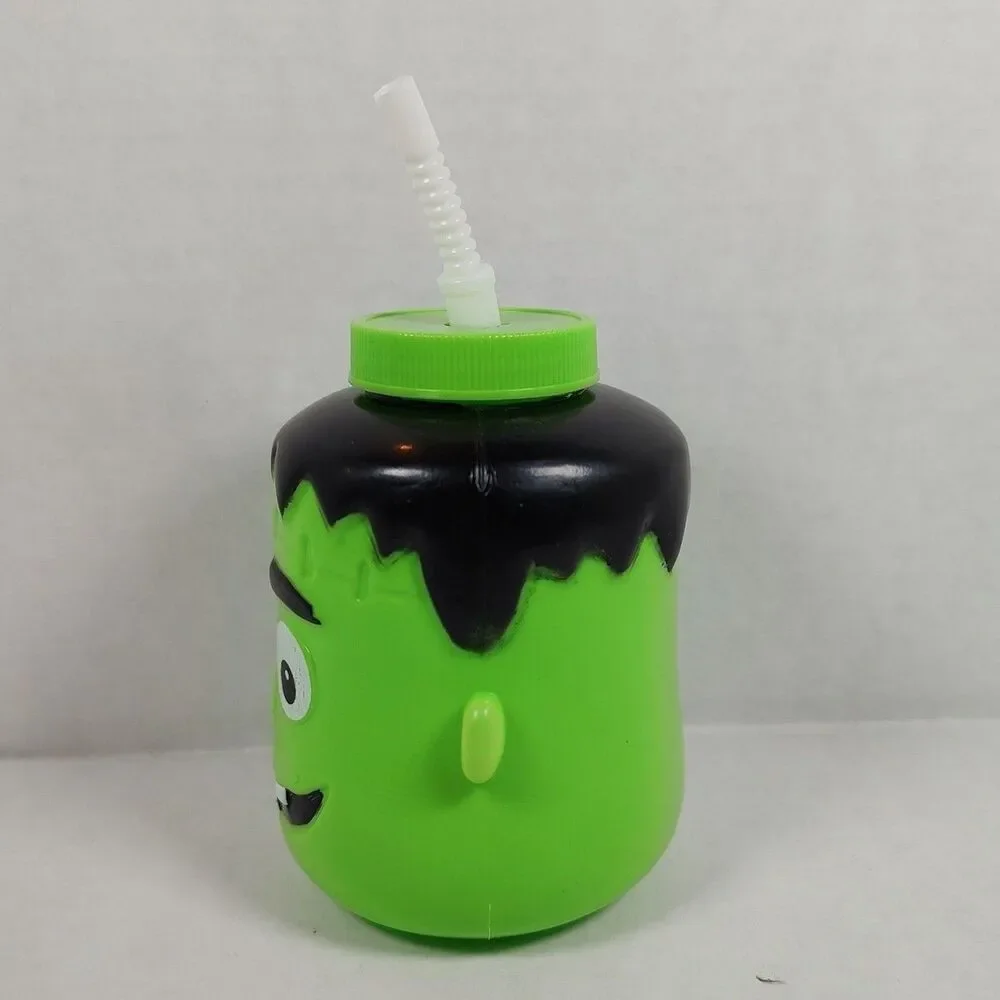 Frankenstein Sippy Cup Tumbler Screw-On Lid Straw Holiday Seasonal Party Favor
